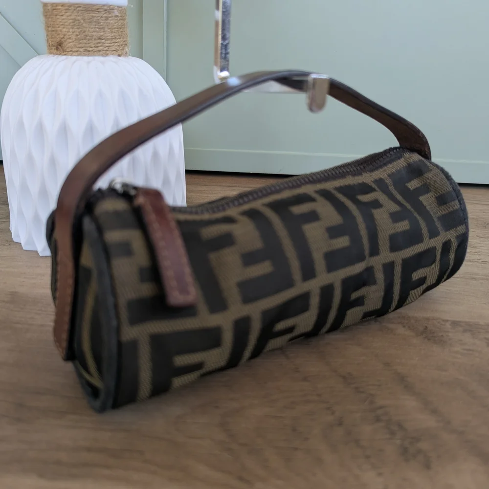 Fendi Zucca Canvas Mini Baguette Wristlet - Brown/Black - Picture 2 of 16
